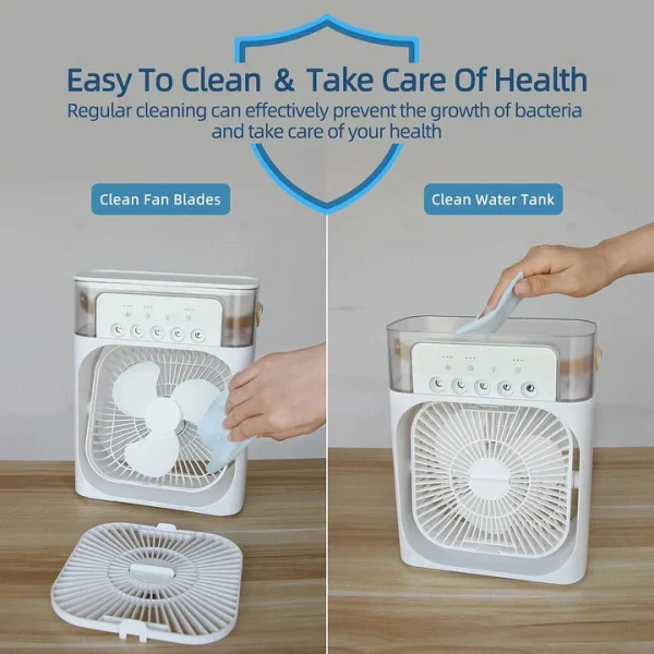 Portable Air Conditioner Fan | USB Electric LED Night Light, Mist Water & Humidifier